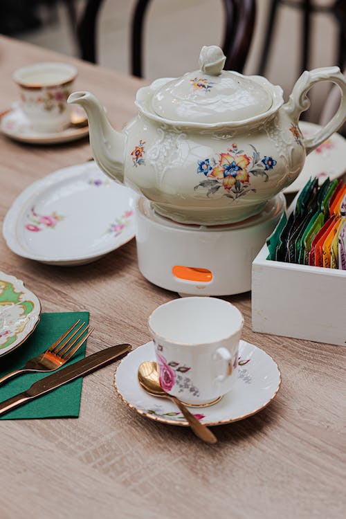 High tea pots and cups High tea pots and cups