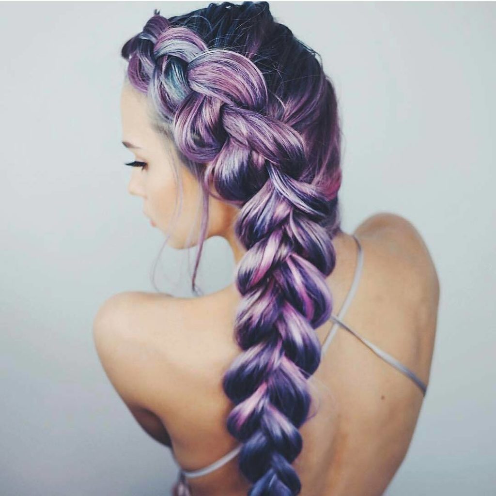 Purple side pull through Braid hairstyle Purple side pull through Braid hairstyle