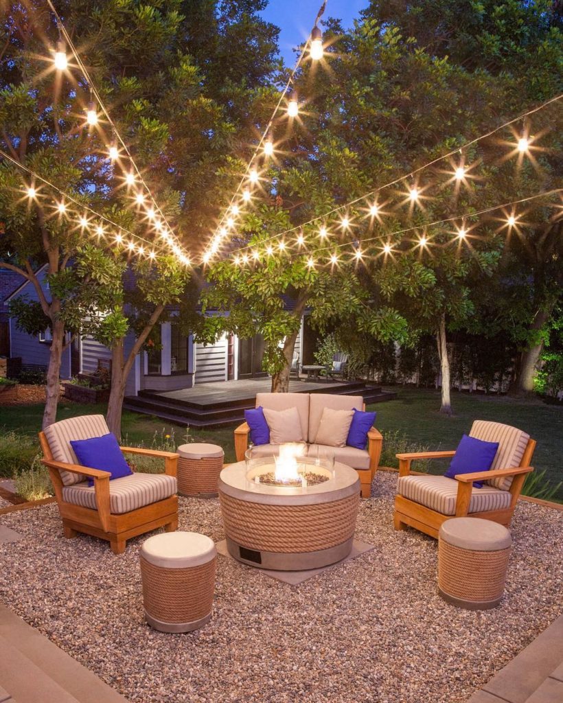 Wooden Rattan Garden Seating area with Modern Gas fire pit Wooden Rattan Garden Seating area with Modern Gas fire pit