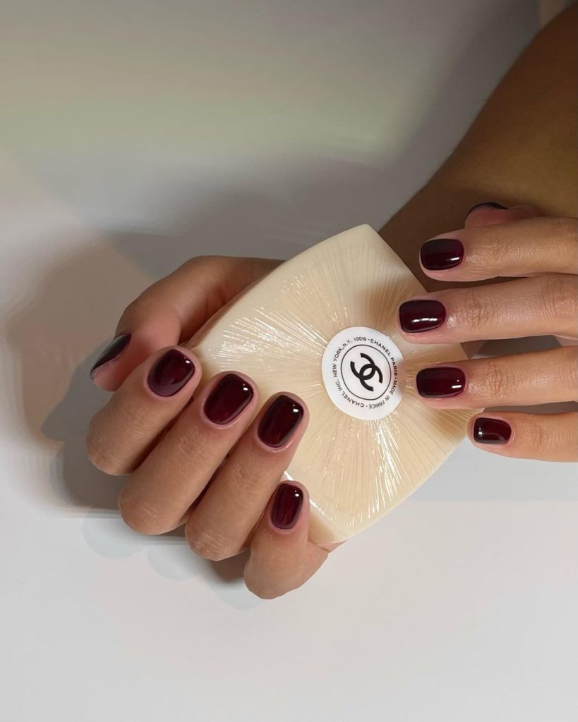 Dark maroon nails Dark maroon nails