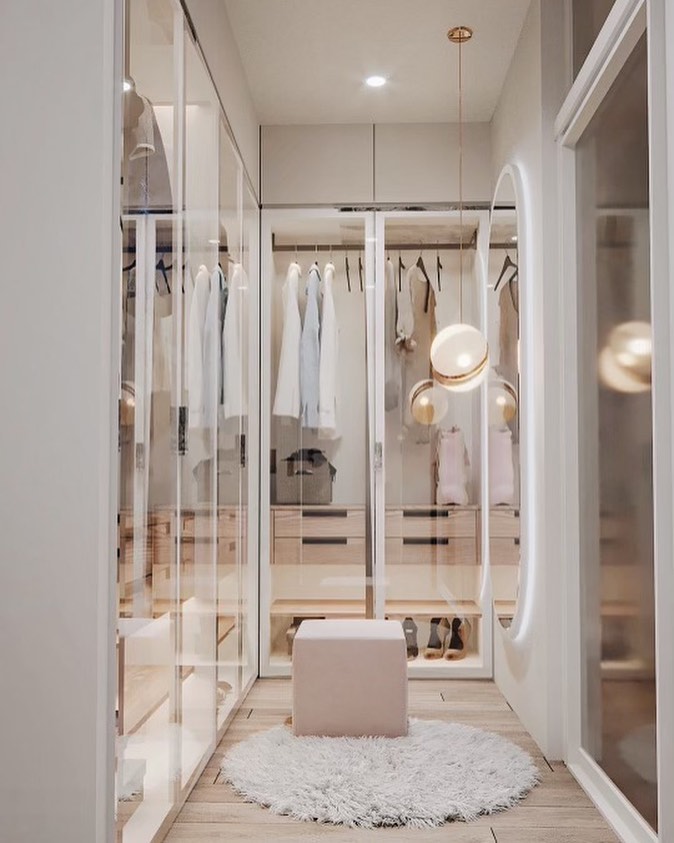 Small stylish walk-in closet Small stylish walk-in closet