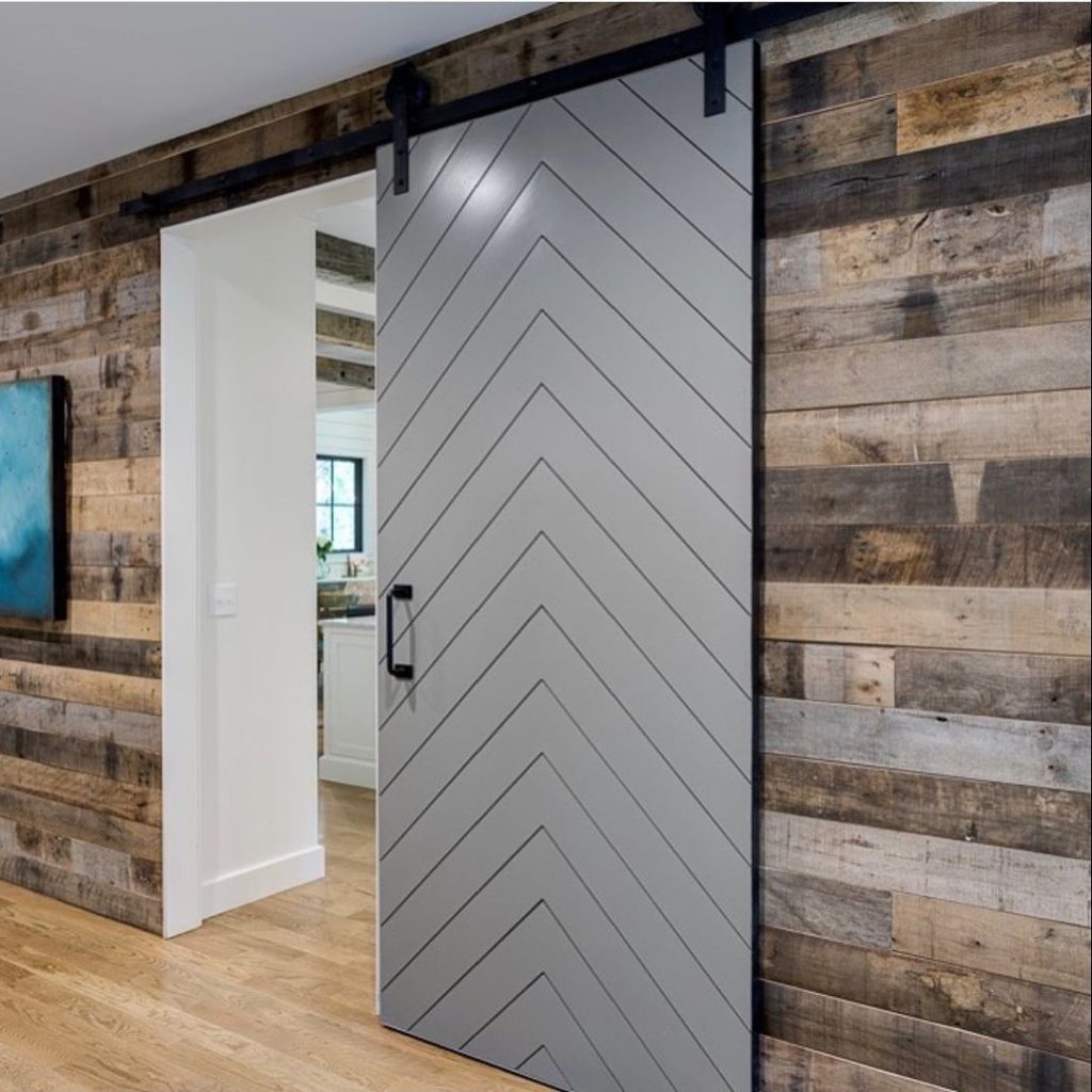 Herringbone Wooden Sliding Barn Door 