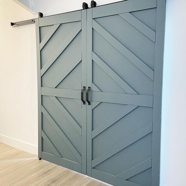 Blue Double Sliding Barn Door