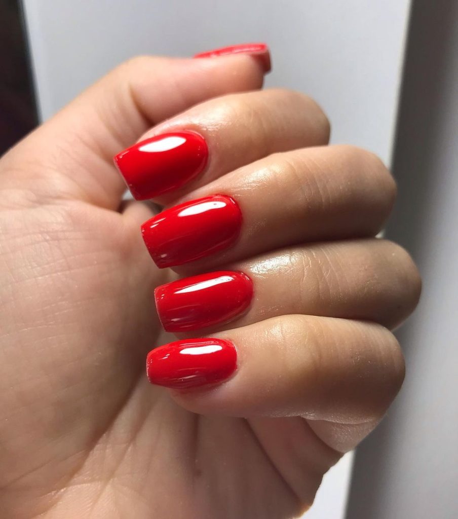 Glossy Red Nails