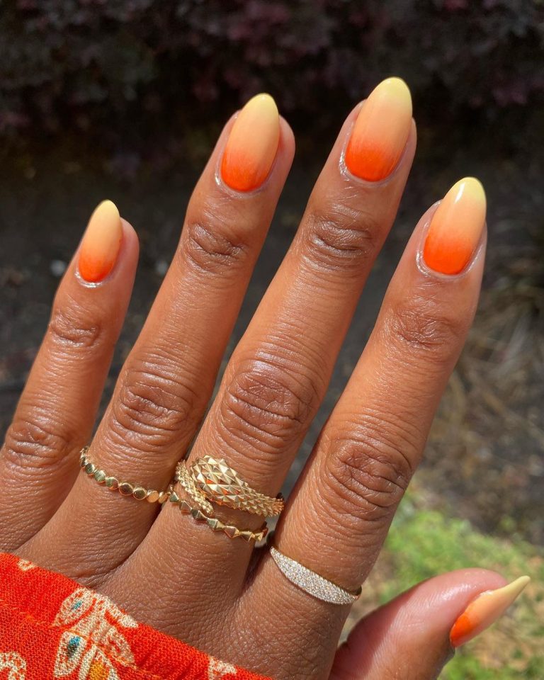 Ombre nail designs - Tropical sunset design