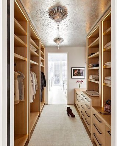 Wooden walk-in closet