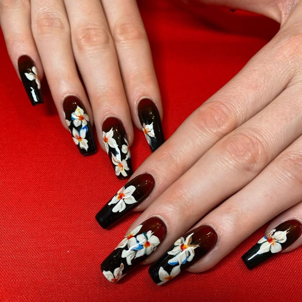 floral nails for winter