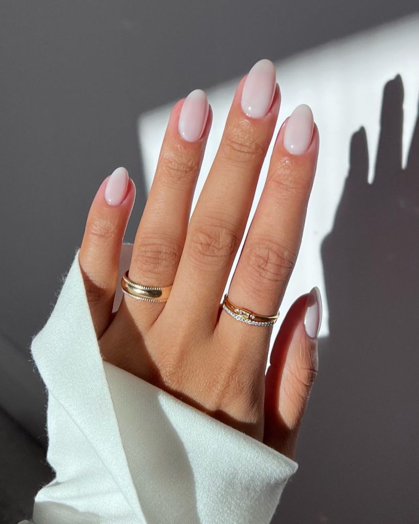 Milky White Wedding Nails