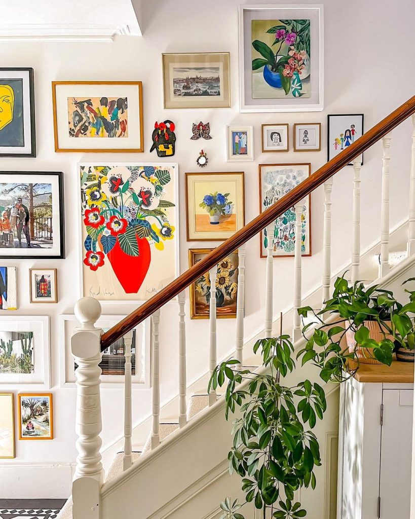 Colourful Staircase Gallery wall