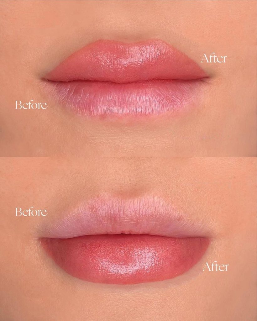 Lip blushing Before and After