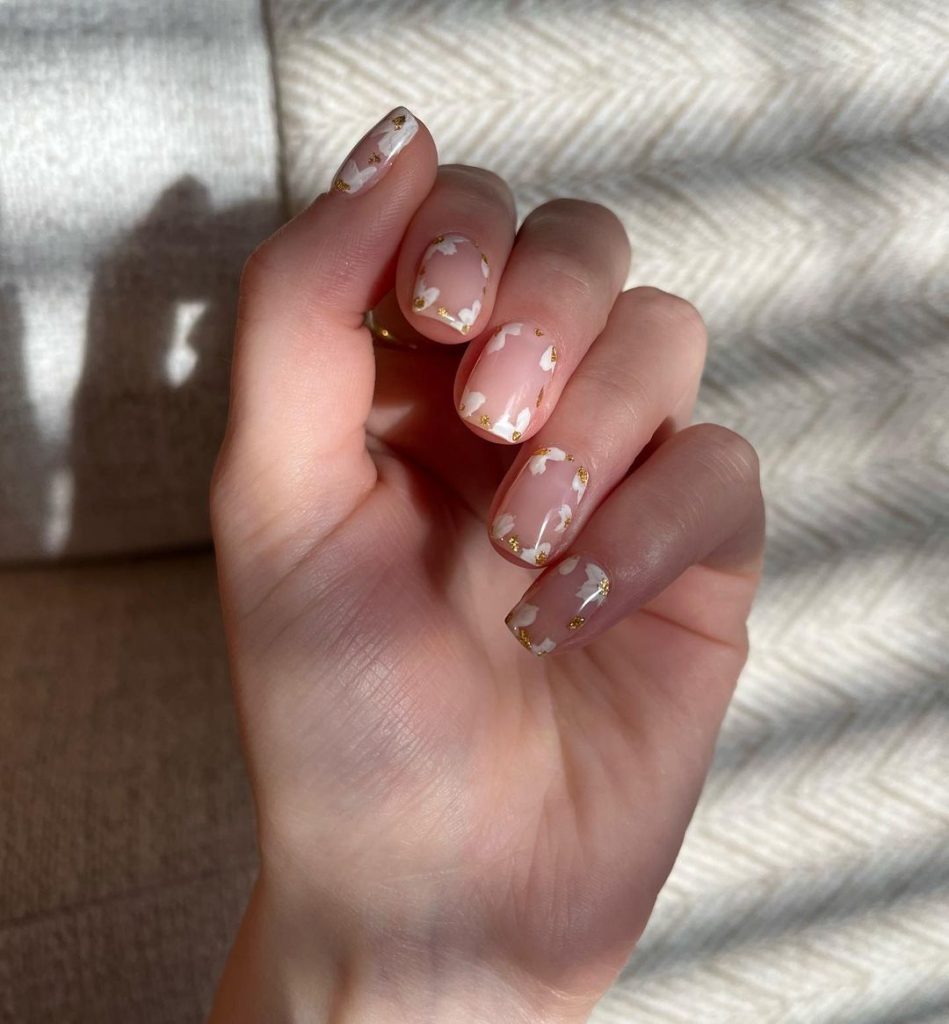 Wedding Nails with Floral Borders