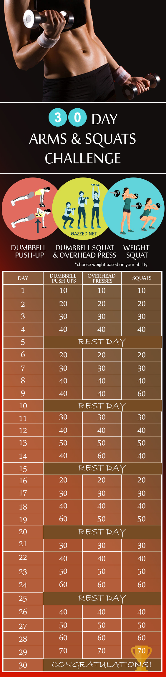 30 day arms and squats challenge