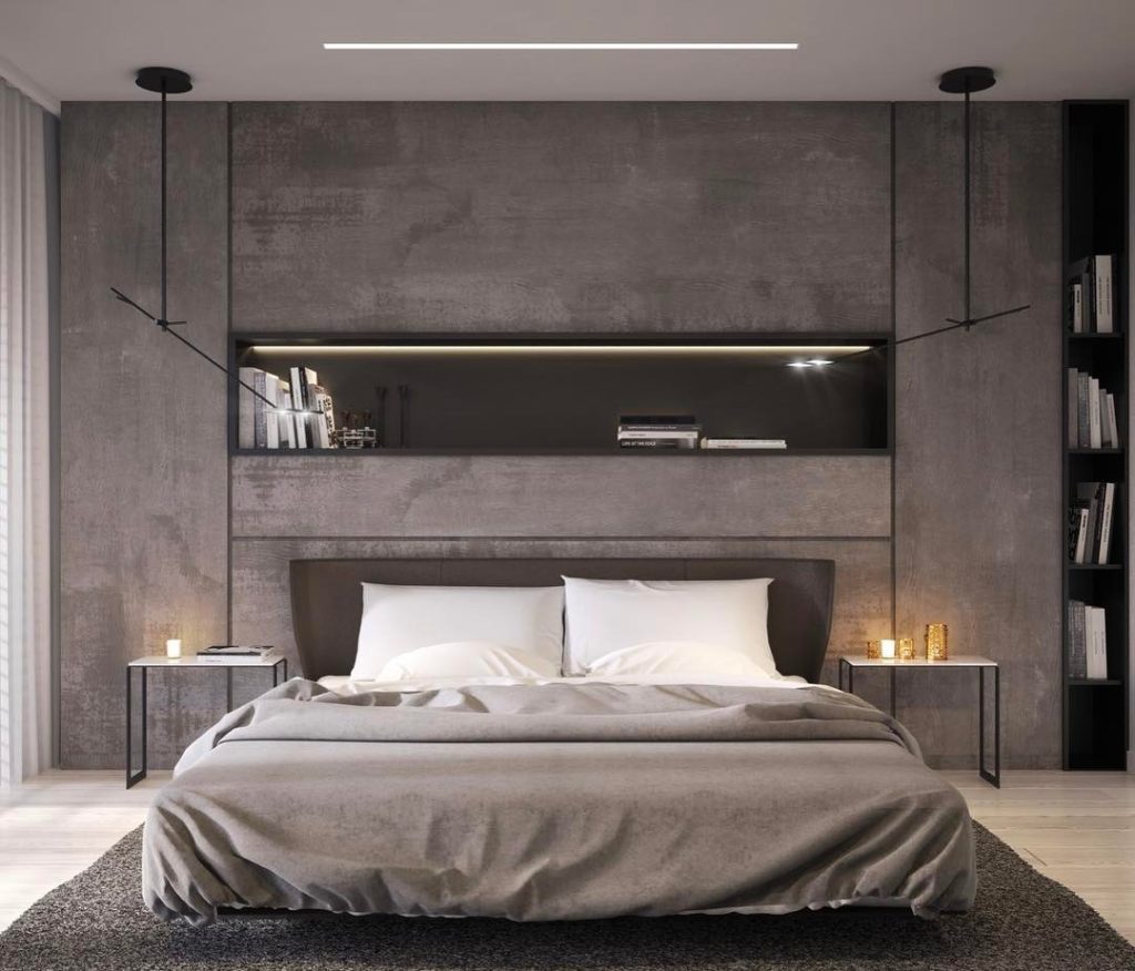 Concrete Faux wall bedroom modern