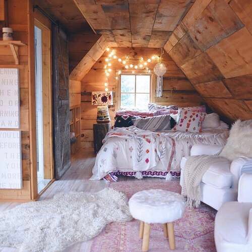 Cozy loft conversation wood bedroom