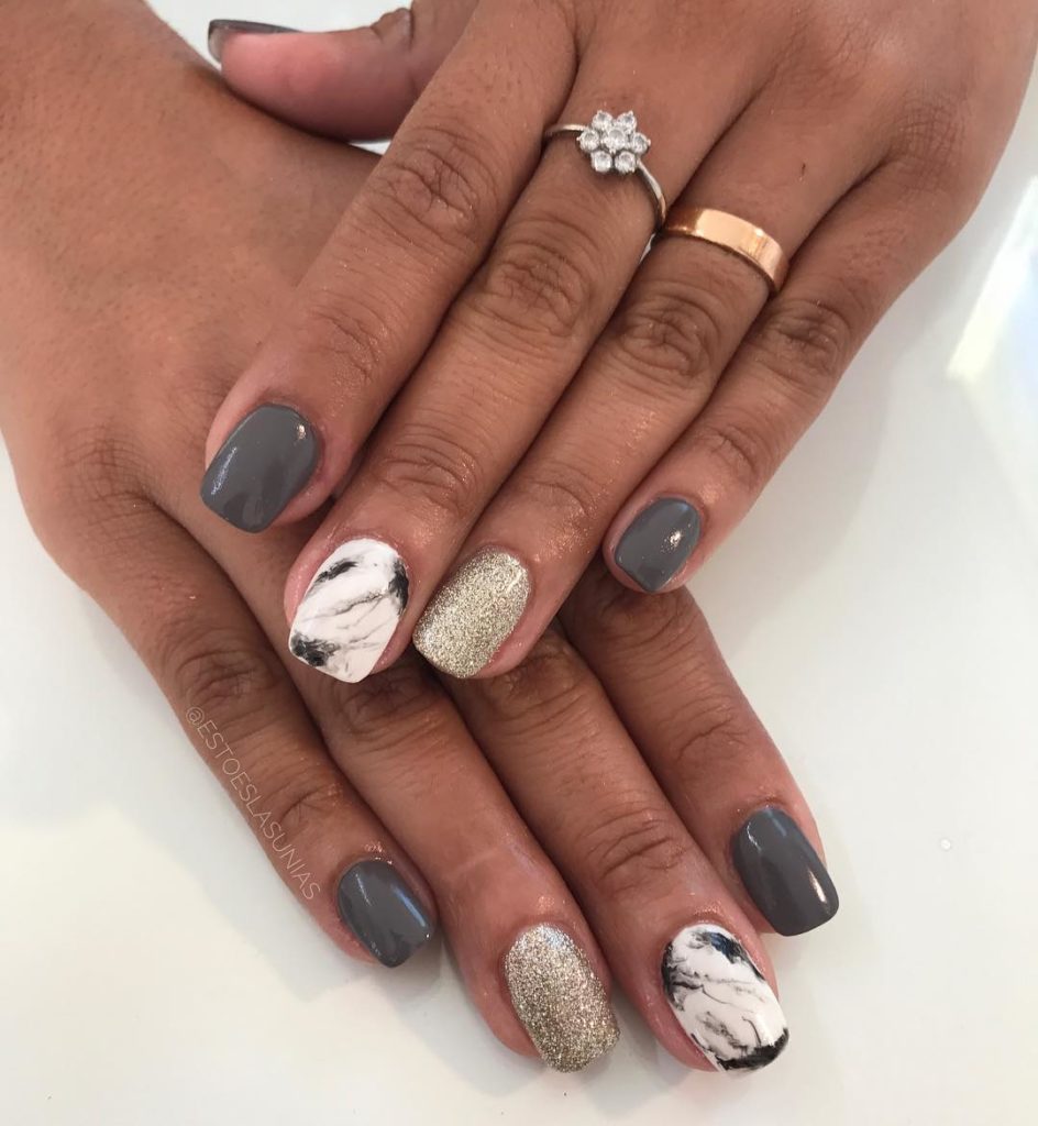 Grey and Gold glitter with Marble effect
