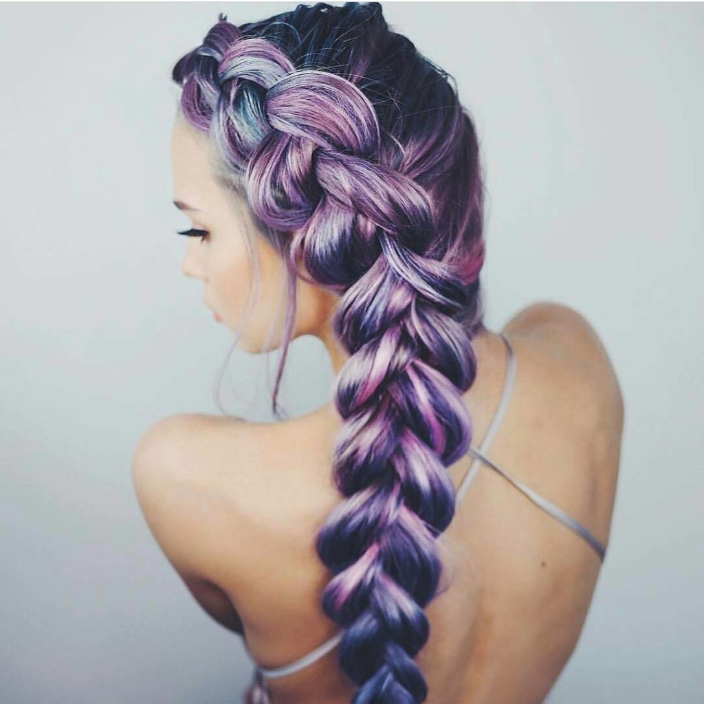 Long Braid purple hair