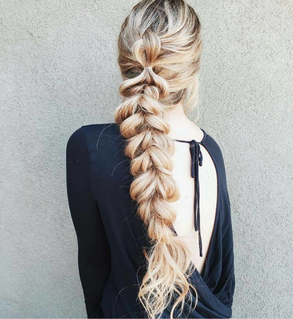 Long blonde brunette hairstyle braids