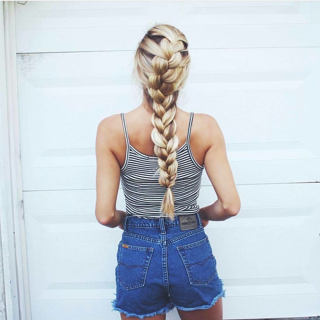 Long pull through braid hairstyle summer