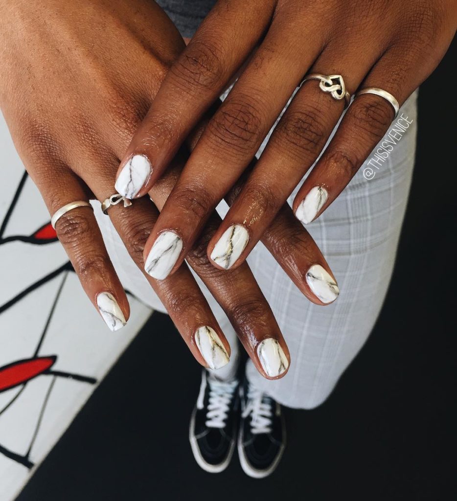 Monochrome Marble nail art trend