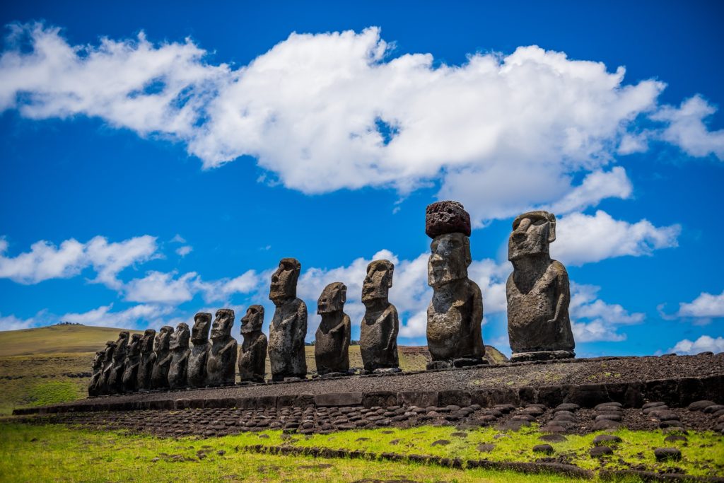 Moai Statues by Rapa Nui people on Easter Island