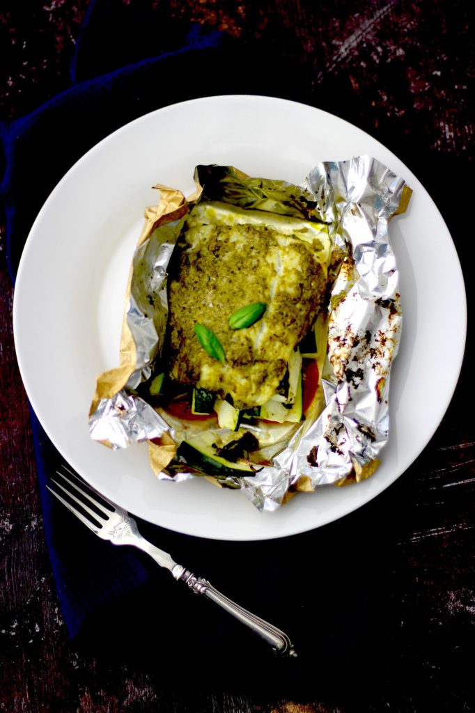 Pesto cod fillet in parcel