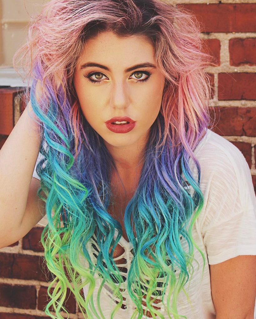 Rainbow coloured hair