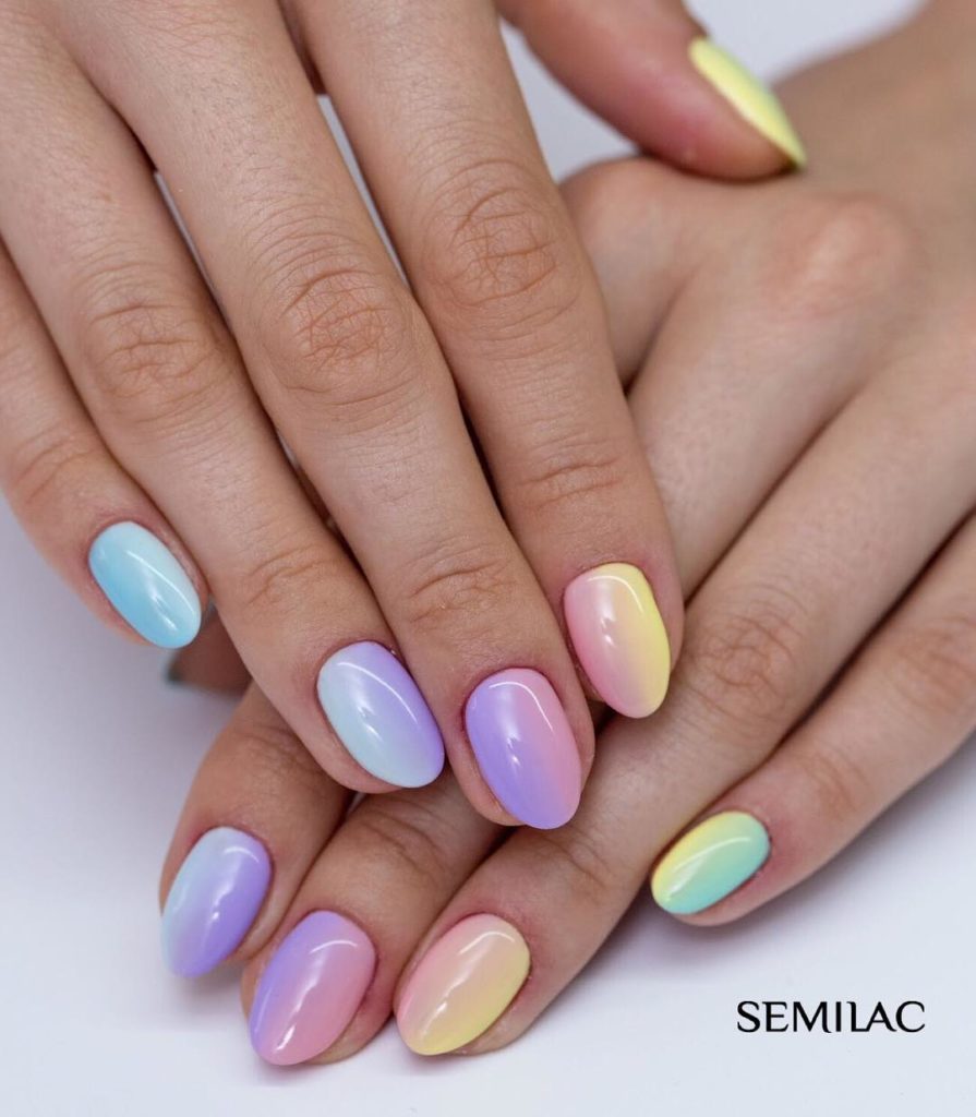 Rainbow ombre nails