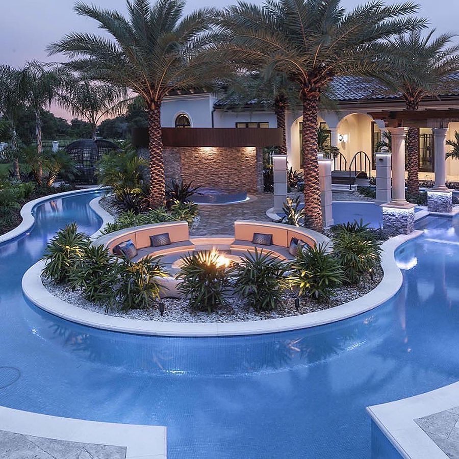 Exotic Pool Design with Palms