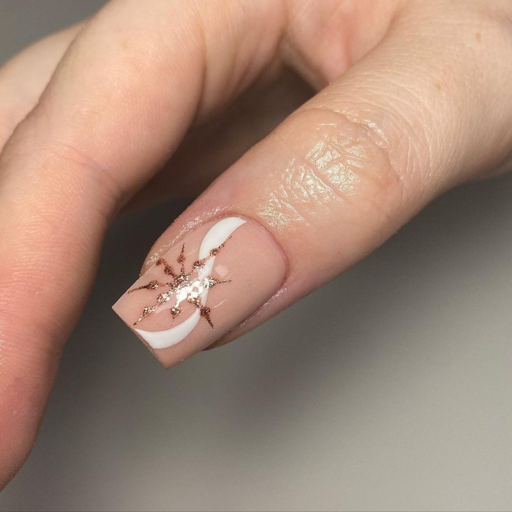 Snowflake Glitter Christmas Nails