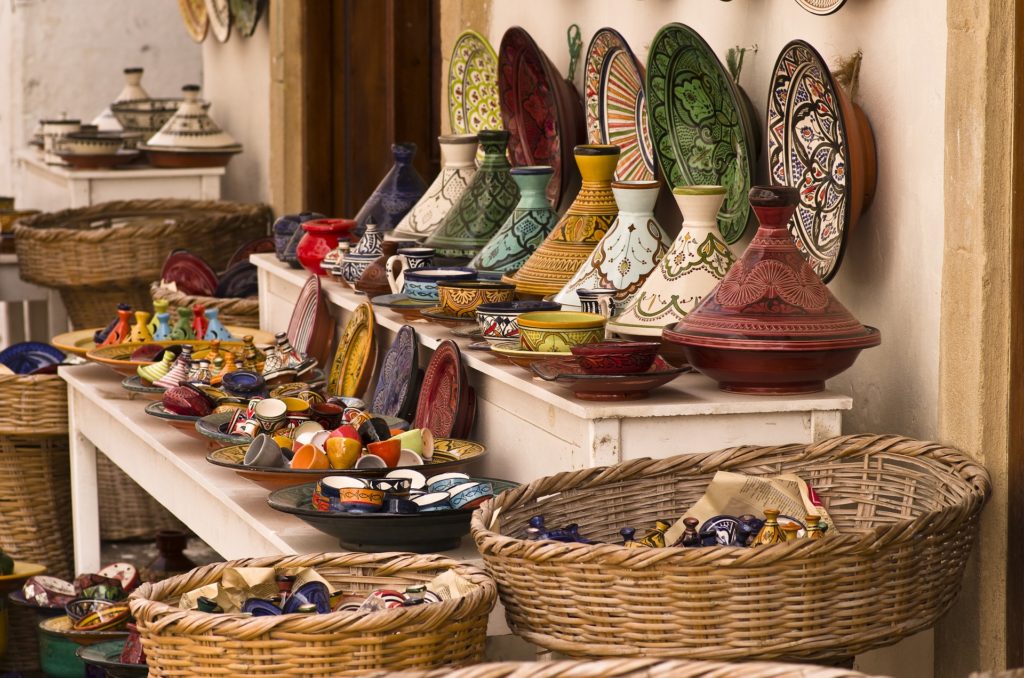 Tajine pots in Morocco market