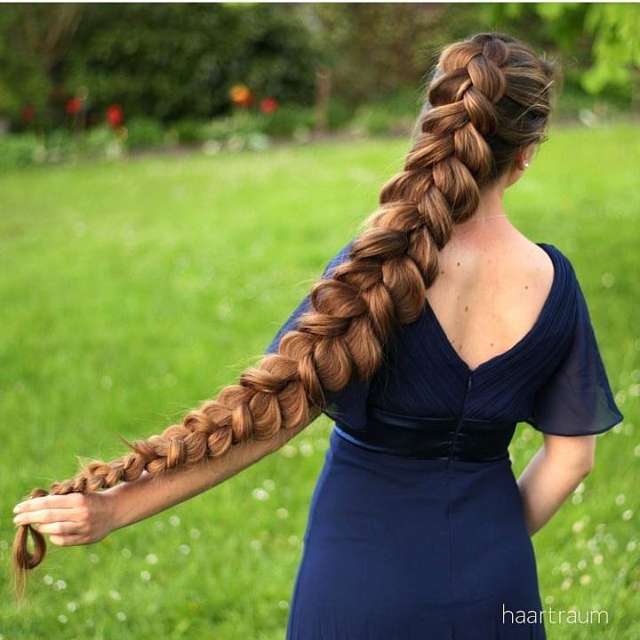 Very long braid blonde hairstyle