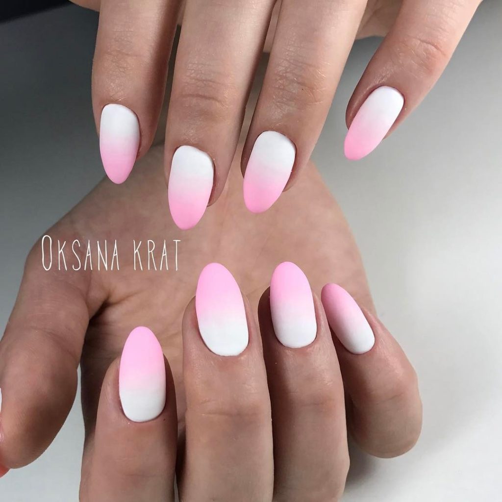 Light baby pink matte ombre nails