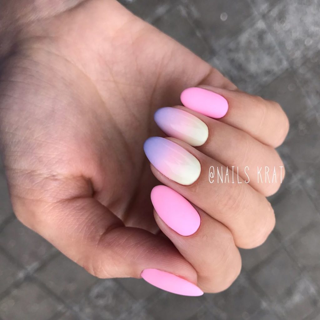 Pastel unicorn colours ombre nails