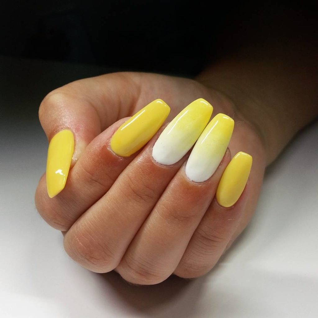 Yellow ombre nail art