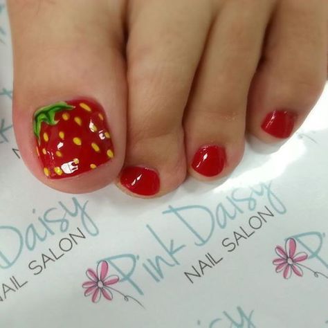 Strawberry pedicure designs for summer