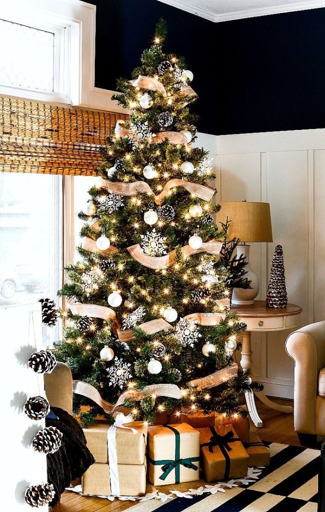 Christmas Tree Ideas with Burlap Ribbon