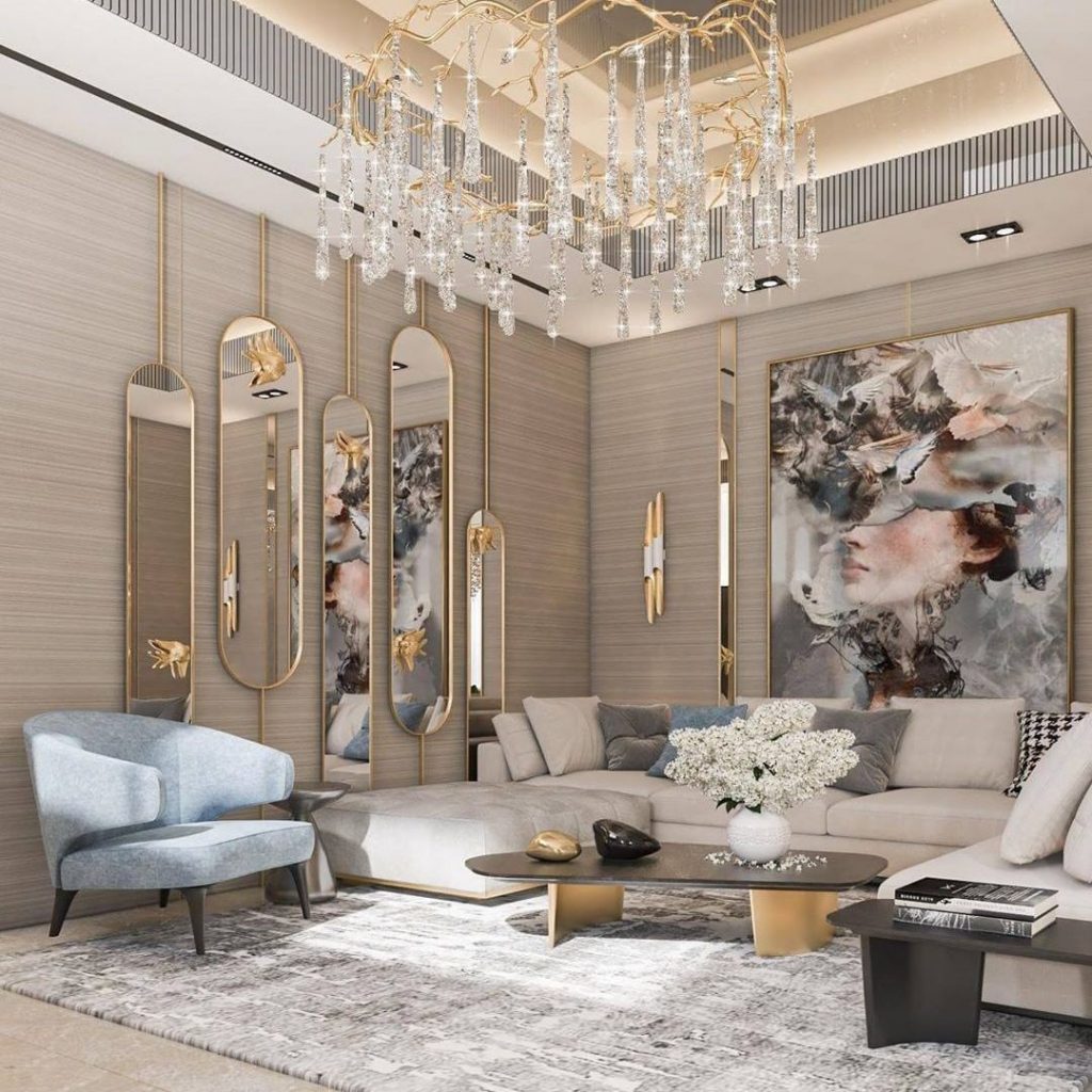 Beautiful Gold and Silver Living Room