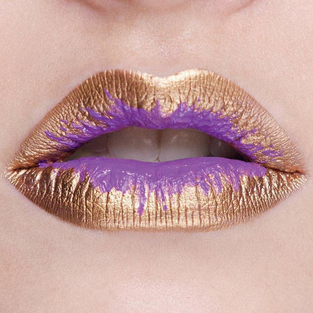 gold and purple ombre lips