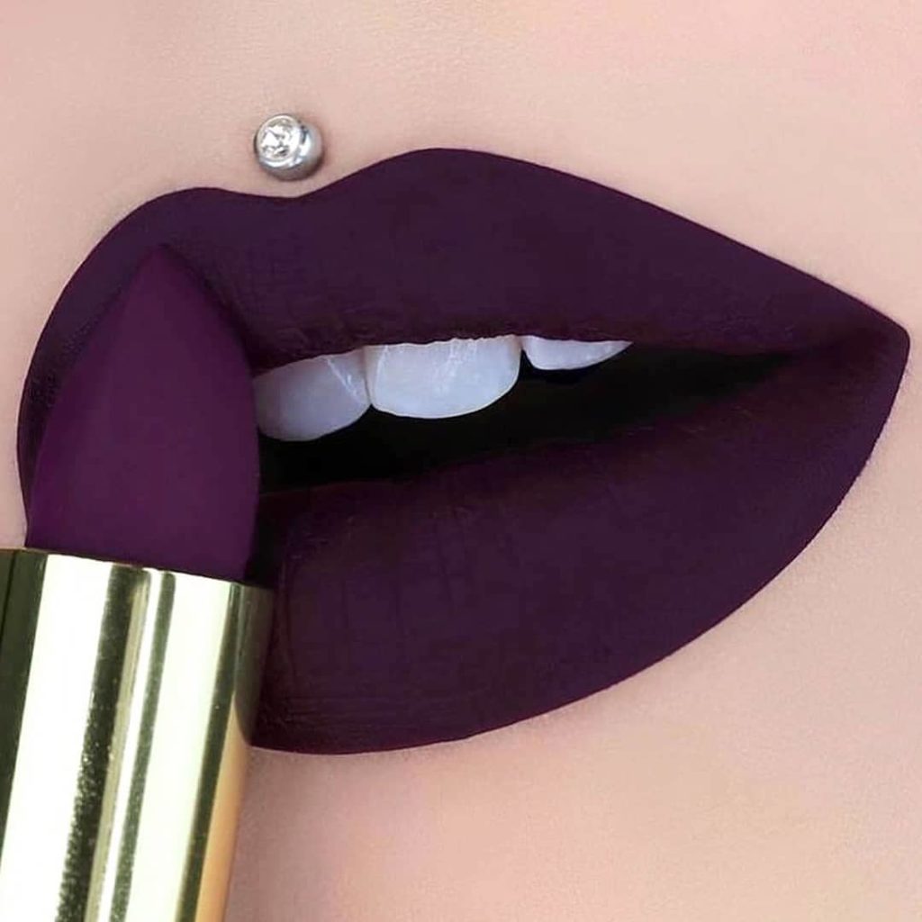 Dark purple lipstick colour of summer