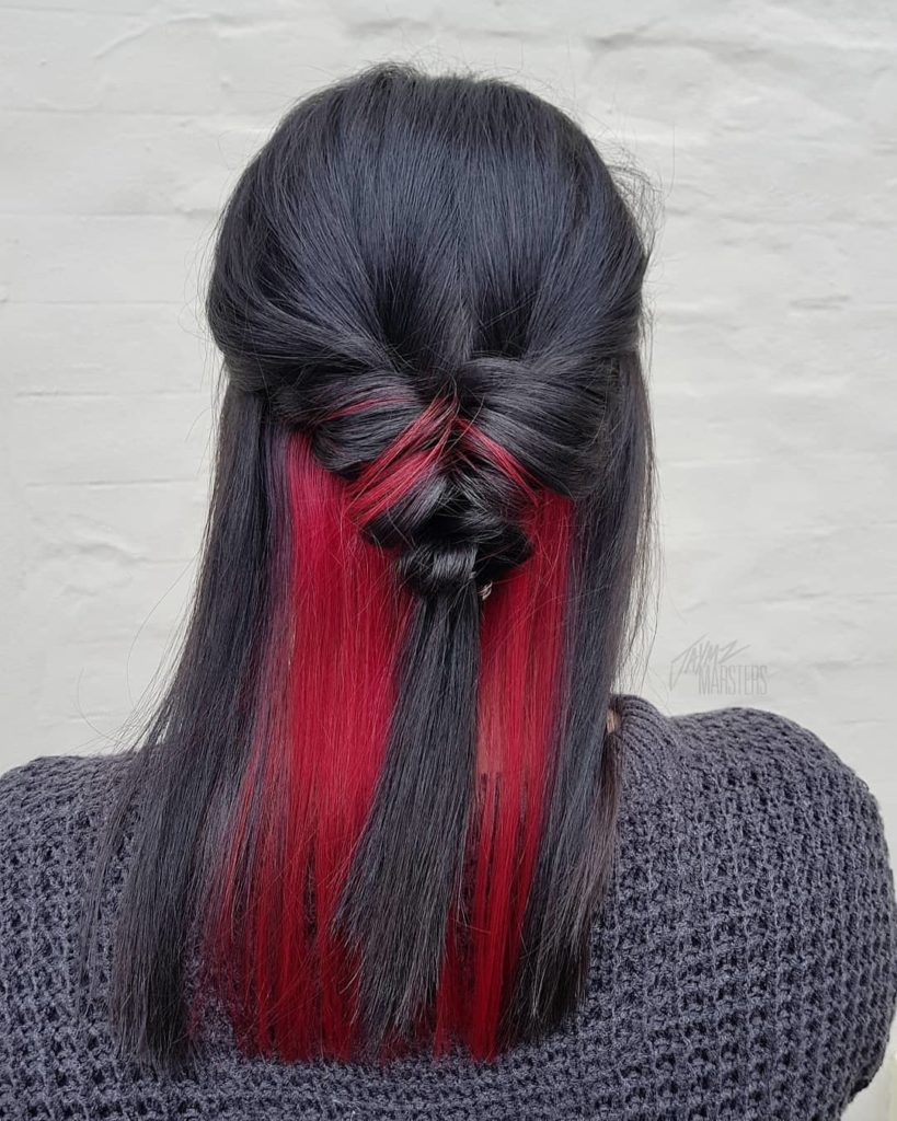 Red and black medium hair for wedding