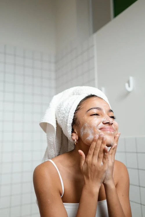 Washing Face with Rice Soap