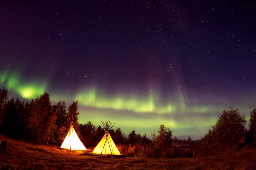 teepees under the stars northern lights