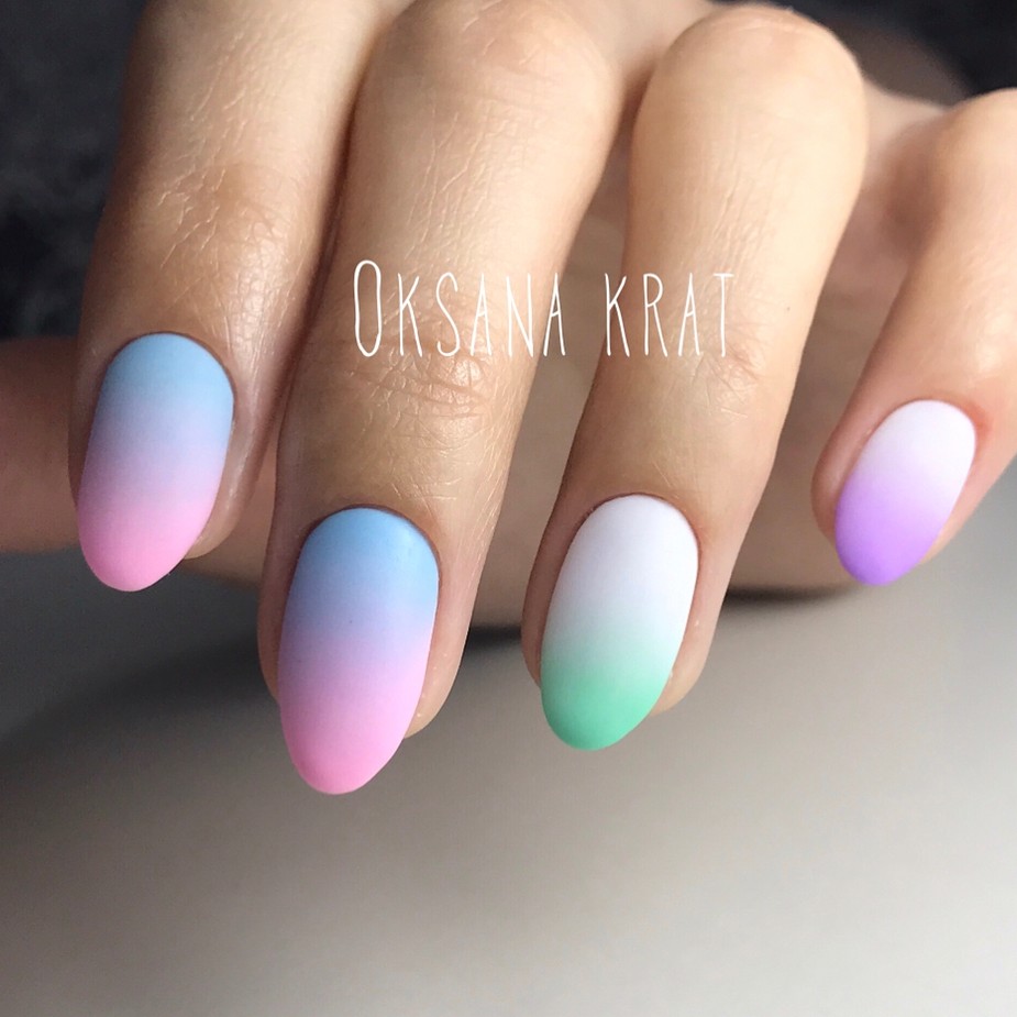 Pastel colours ombre nail art